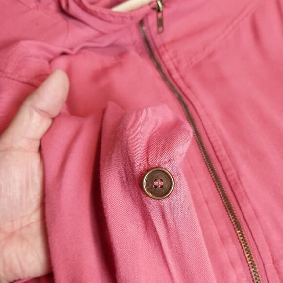 WET SEAL Womens XL Pink Utility Jacket Full Zip Front Drawstring Waist‎ Pockets - Picture 8 of 10